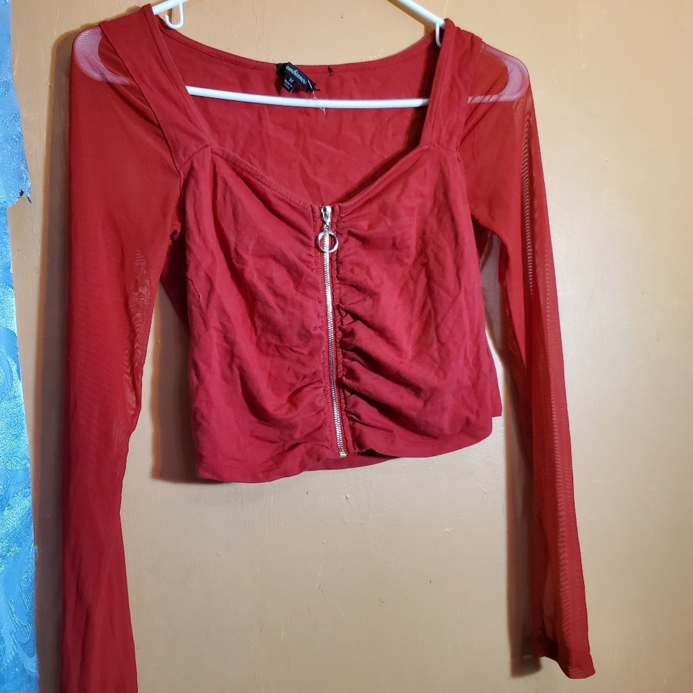 Ambiance Apparel Red Women's Crop Top. Medium